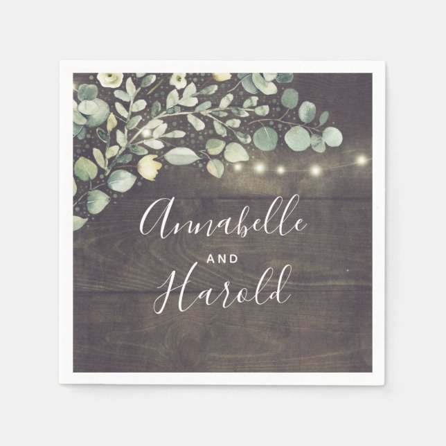 Botanical Greenery Rustic Country Wedding Napkins (Front)