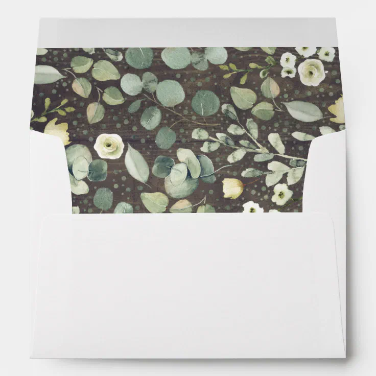 Botanical Greenery Rustic Country Wooden Texture Envelope | Zazzle