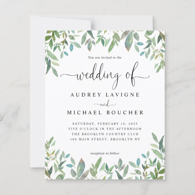 Botanical Greenery Sage Green All In One Wedding I (Front)