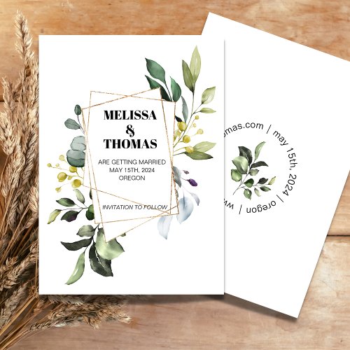 Botanical Greenery Save The Date Invitation