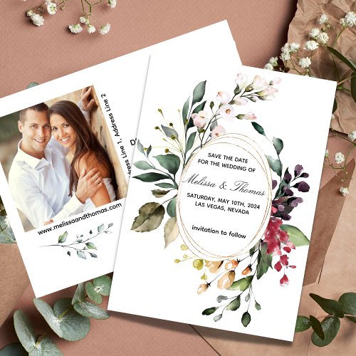 Botanical Greenery Save The Date Wedding Cards