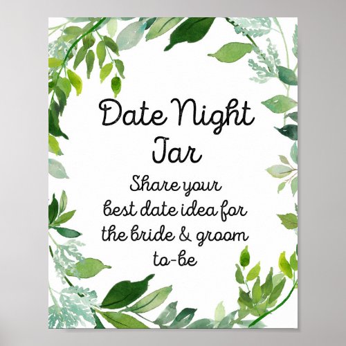 Botanical Greenery Sign _ Date Night Jar