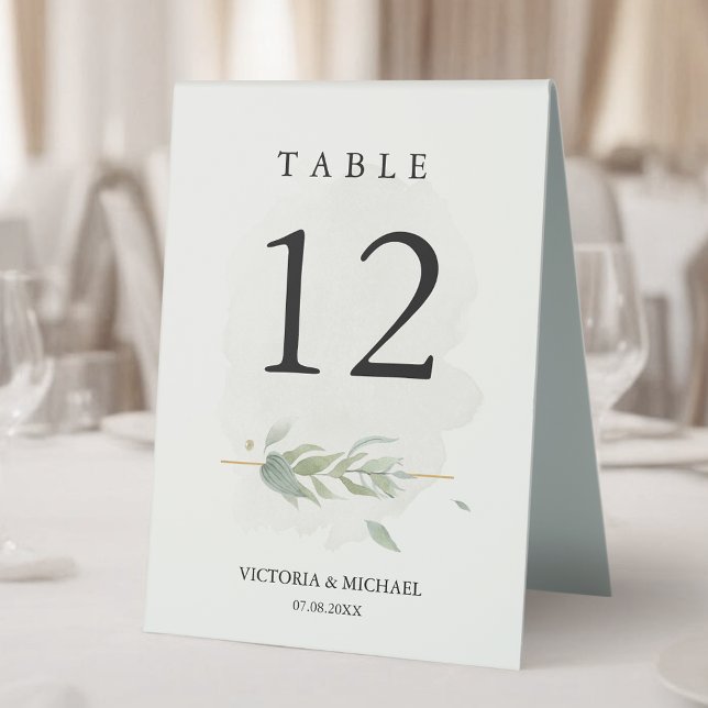 Botanical Greenery Watercolor Elegant Modern Table Tent (Creator Uploaded)