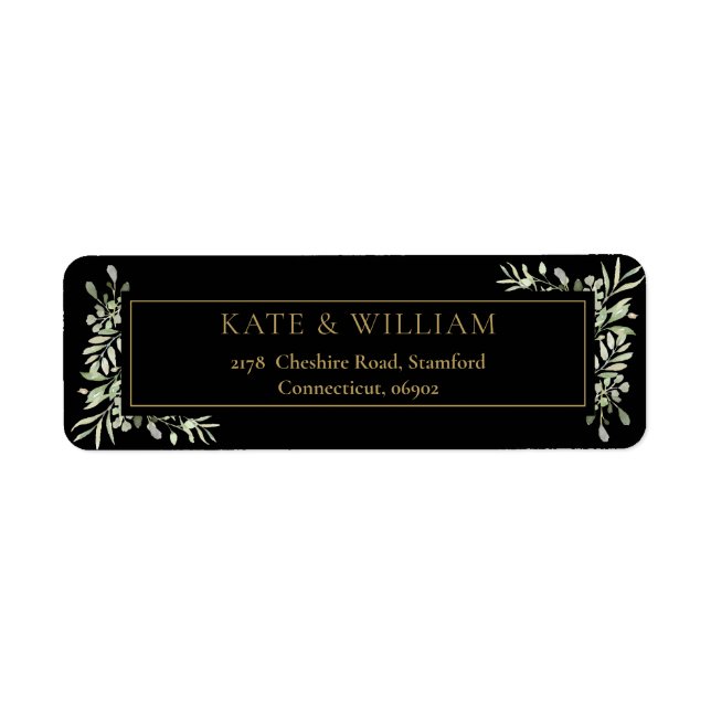 Botanical Greenery Watercolour Foliage Address Label (Front)