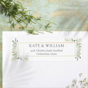 Botanical Greenery Watercolour Foliage Address Label