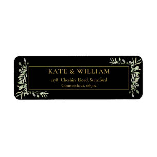 Botanical Greenery Watercolour Leaves Address Label