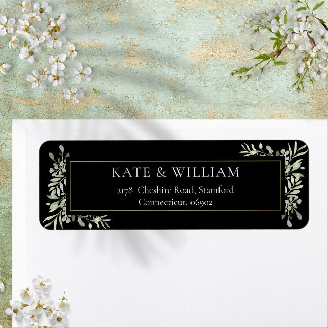 Botanical Greenery Watercolour Leaves Address Label (Botanical Greenery Watercolour Leaves Address Label)