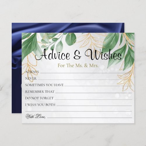 Botanical Greenery Wedding Advice Wishes Cards