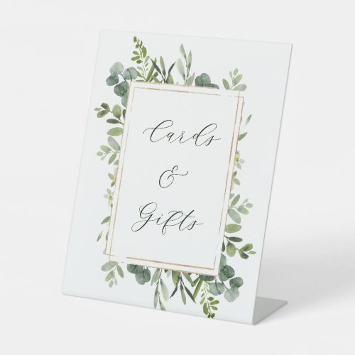Botanical Greenery Wedding Cards  Gifts Pedestal Sign