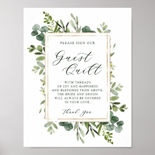 Botanical Greenery Wedding Guest Quilt Sign
