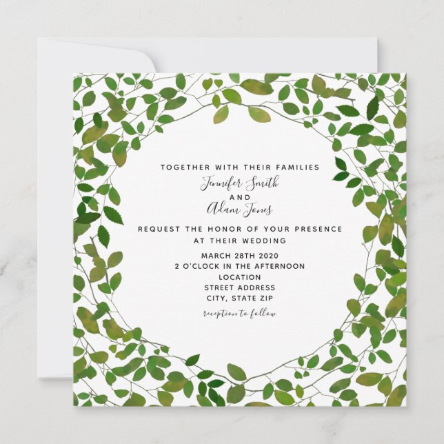 Botanical Greenery Wedding Invitation (Front)
