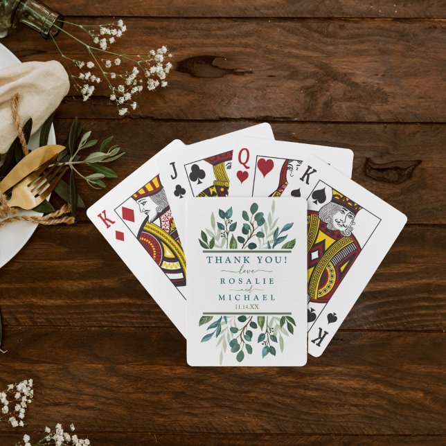 Botanical Greenery Wedding Poker Cards (Botanical Greenery Custom Wedding Playing Card Deck)