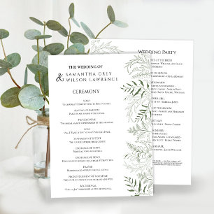 Botanical Greenery Wedding Program Card