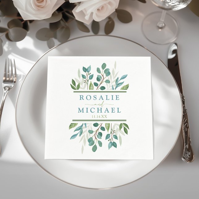 Botanical Greenery  Wedding Reception  Napkins (Botanical Greenery Wedding Paper Napkin )