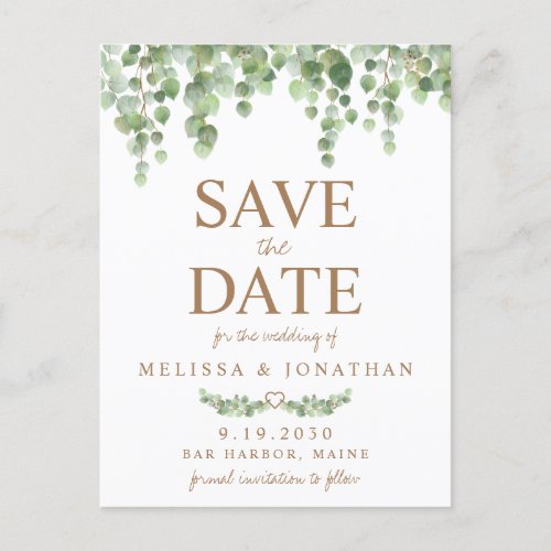 Botanical Greenery Wedding Save The Date Postcard