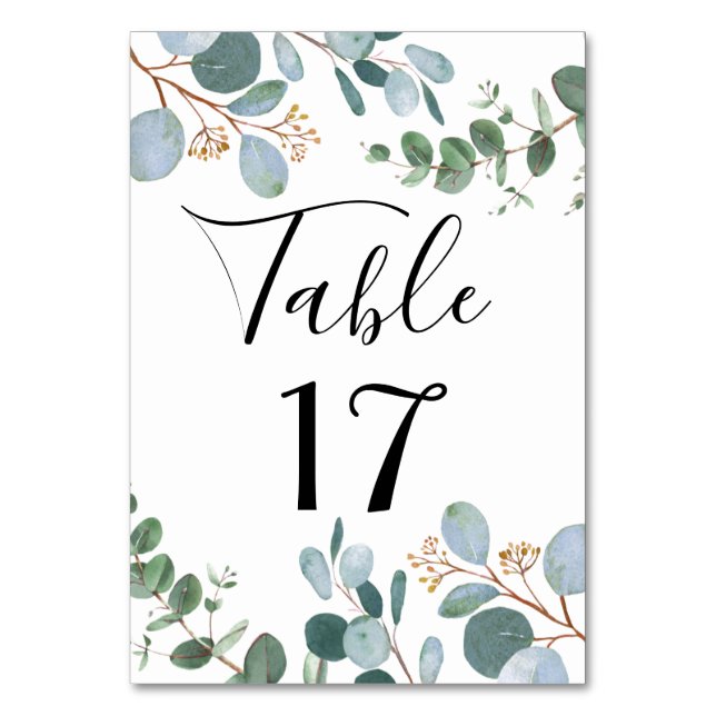 Botanical Greenery Wedding Table Number (Front)