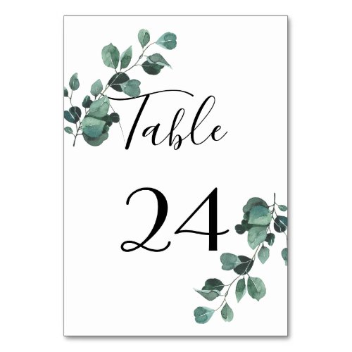 Botanical Greenery Wedding  Table Number
