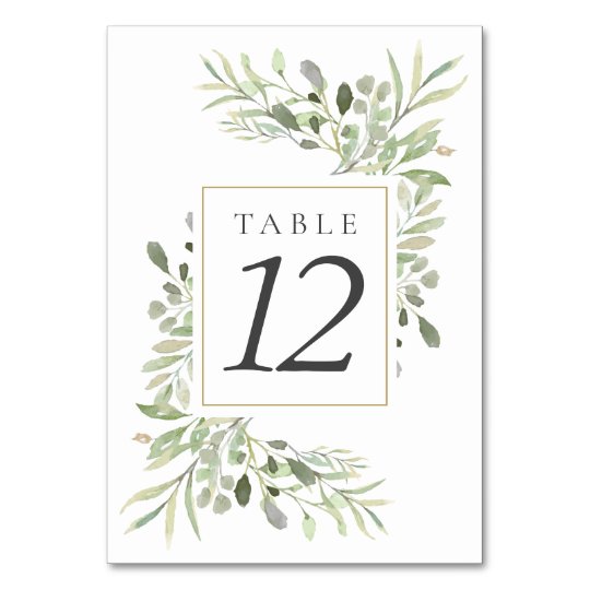 Botanical Greenery Wedding Table Numbers | Zazzle.com