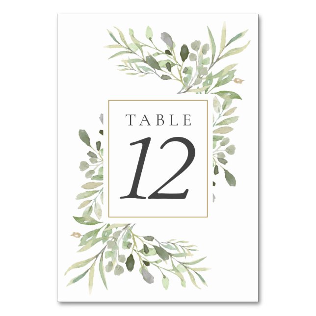 Botanical Greenery Wedding Table Numbers (Back)