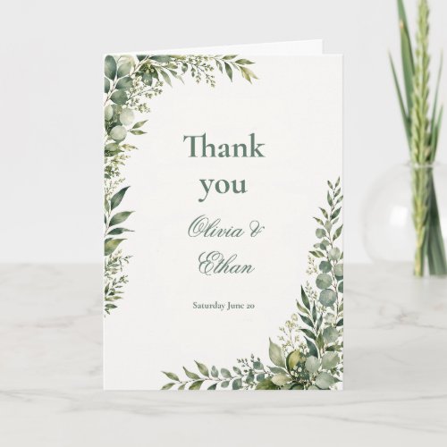 Botanical Greenery Wedding Thank You Card