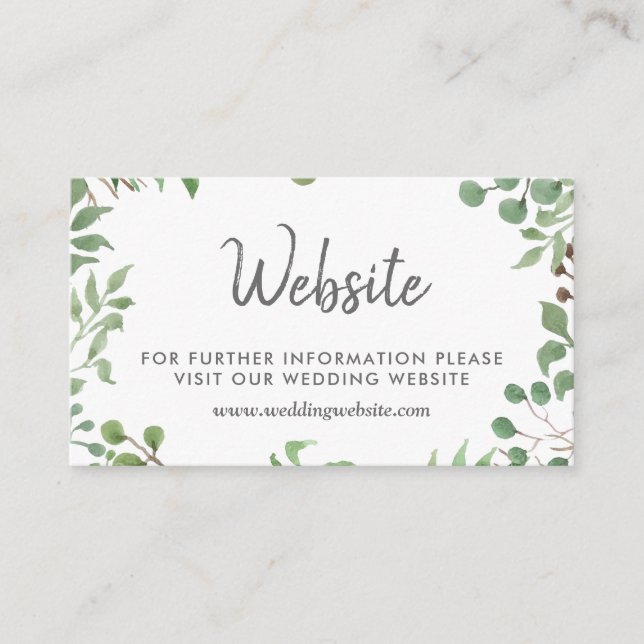 Botanical Greenery | Wedding Website Enclosure Card (Front)