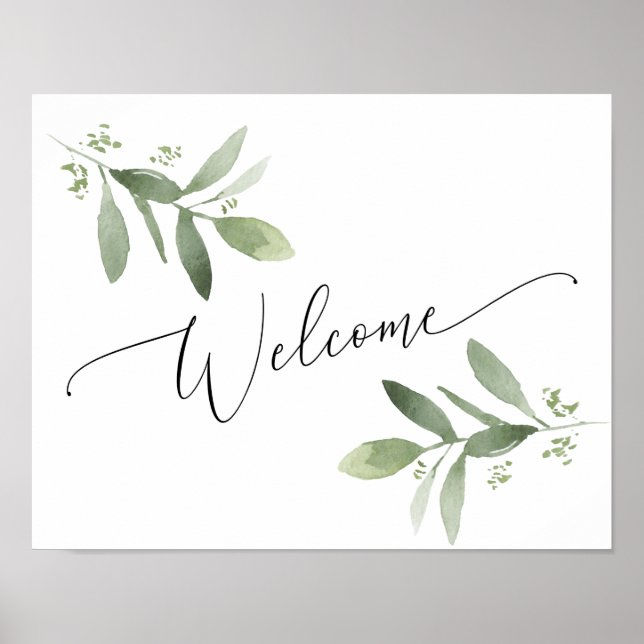 Botanical Greenery Welcome Sign Wedding or shower (Front)