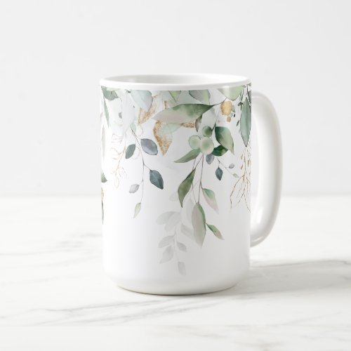 Botanical Greenery with Gold Accents Coffee Mug