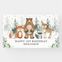 Botanical Greenery Woodland Animals 1st Birthday