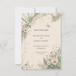 Botanical Greenhouse Butterfly Wedding Save the Date