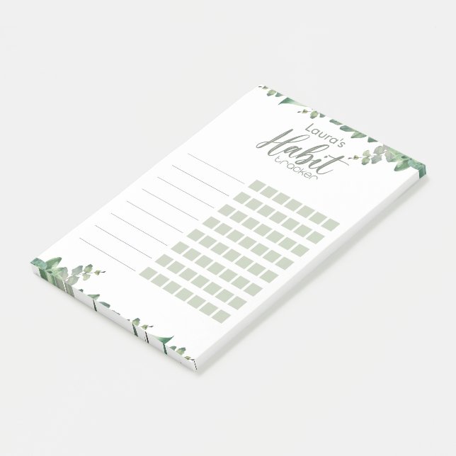 Botanical Habit Tracker Eucalyptus Post-it Notes (Angled)