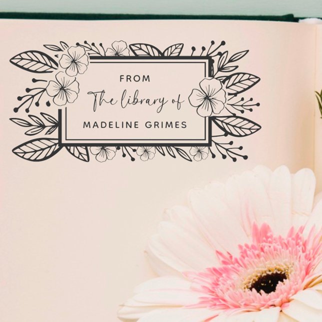 Botanical Hand-drawn Custom Library Book Rubber Stamp (Creator Uploaded)