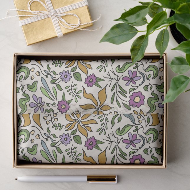 Botanical Hand Drawn Floral Pattern Tissue Paper (Gift)