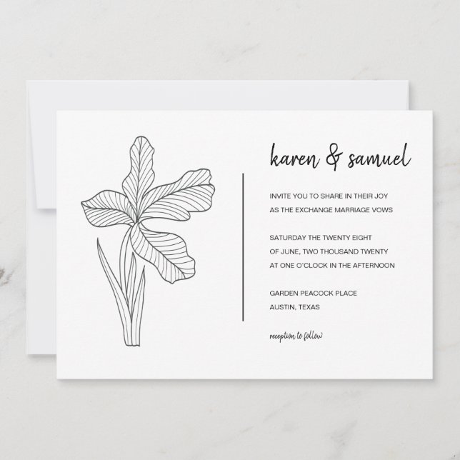 Botanical Hand Drawn Wedding Invitation (Front)