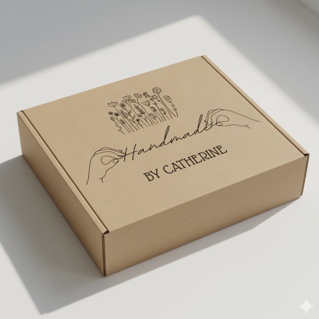 Botanical Handmade by (custom name), Big Large Rubber Stamp (Creator Uploaded)