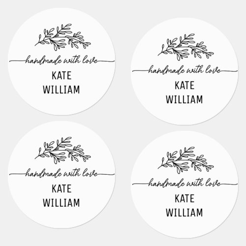 Botanical Handmade with love by clothing Iron on Labels