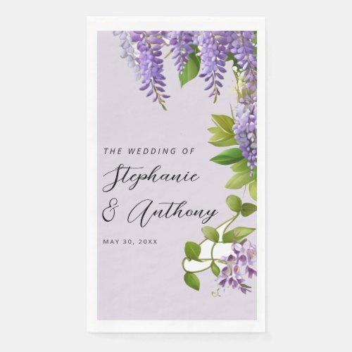 Botanical Hanging Purple Wisteria Wedding  Paper Guest Towels