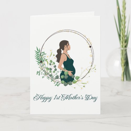 Botanical Happy 1st Mothers Day For Mom To Be Holiday Card