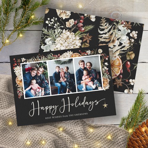 Botanical Happy Holiday Photo Card