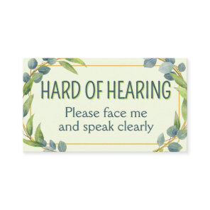 Botanical Hard of Hearing Green Deafness Business Card