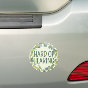 Botanical Hard of Hearing Green Deafness Car Magnet