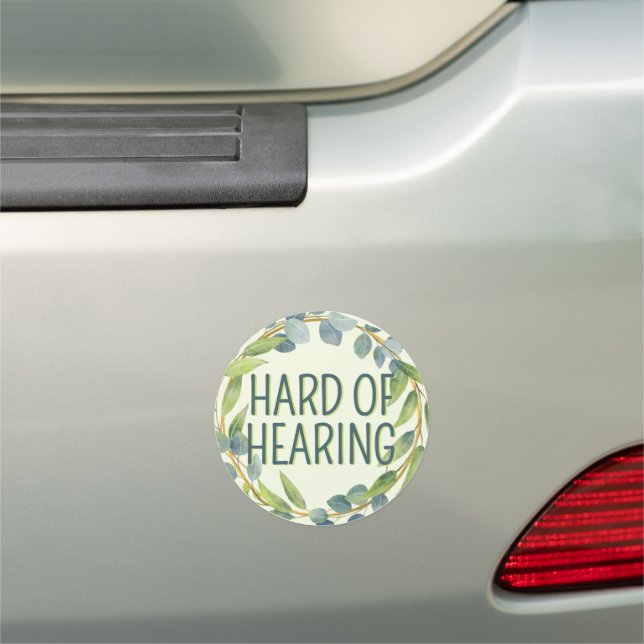 Botanical Hard of Hearing Green Deafness Car Magnet (In Situ)