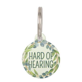 Botanical Hard of Hearing Green Deafness Pet ID Tag