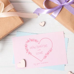 Botanical Heart Floral Wreath Handmade with Love  Rubber Stamp