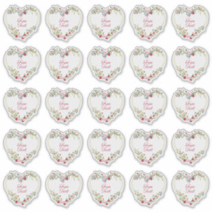 Botanical Heart in Pink and Red Shades Custom Text Sticker