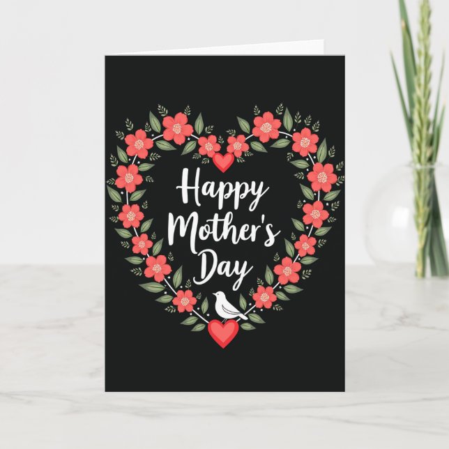 Botanical Heart Moms Day Card (Front)