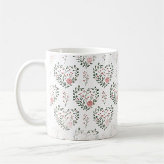 Botanical heart valentine coffee mug