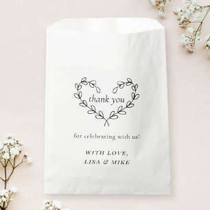 Botanical Heart Wreath Wedding Bridal Shower Favor Bag