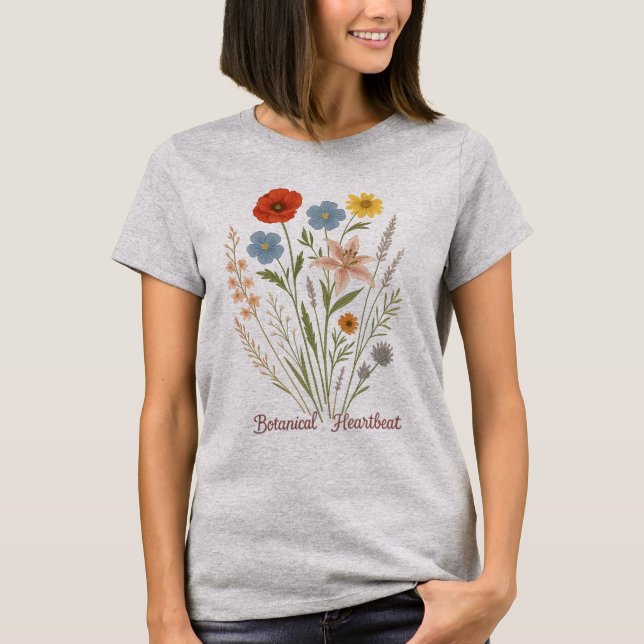 Botanical Heartbeat- dgn by Maaya Prints, Women's T-Shirt (Front)