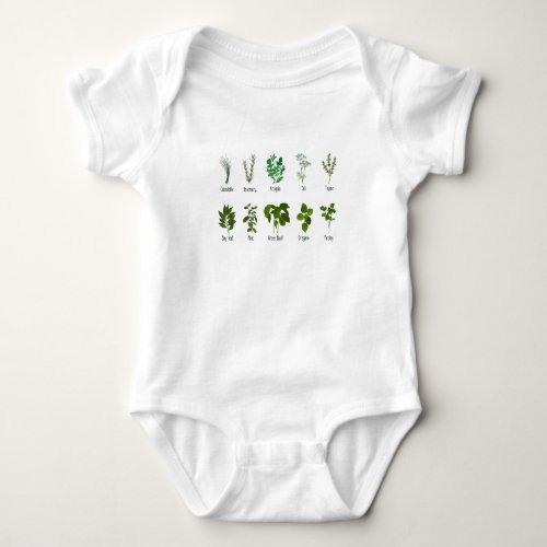 Botanical Herbs Herbalist Gift Garden Birthday Baby Bodysuit