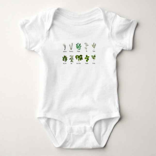 Botanical Herbs Herbalist Gift Garden Birthday Baby Bodysuit (Front)